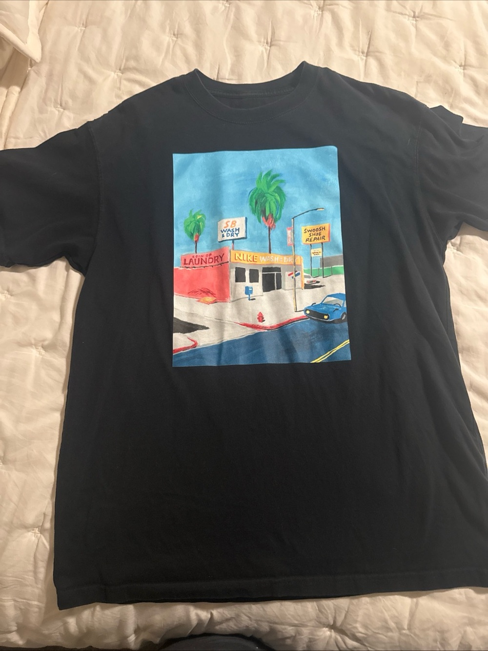 Nike Black Short Sleeve Tee with Colorful Palm & Street Graphic